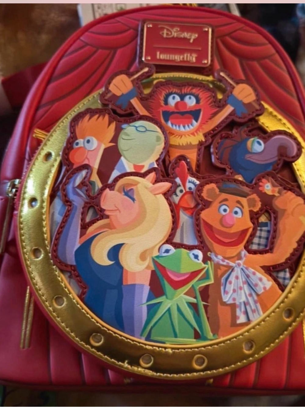 Loungefly Red & Gold The Muppets Group Character Mini Backpack